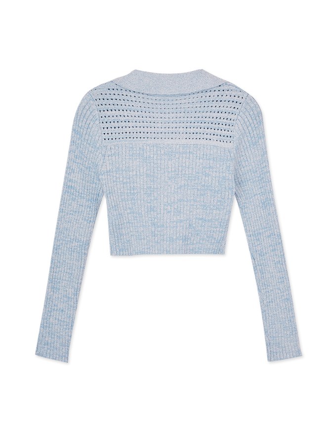 Hallowed Openwork Crochet Knit Top Sweater with Collar