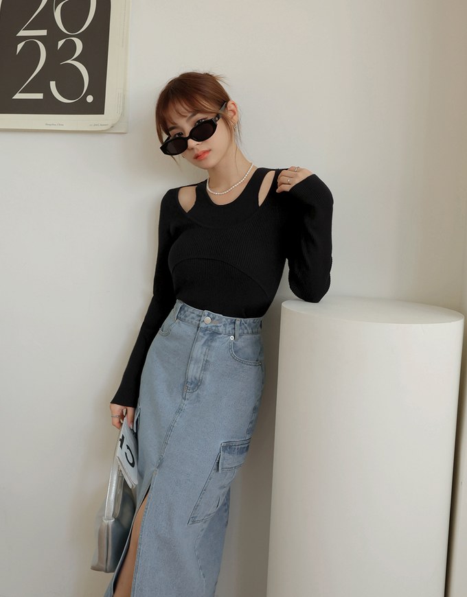 Hollow Knit Two-piece Top
