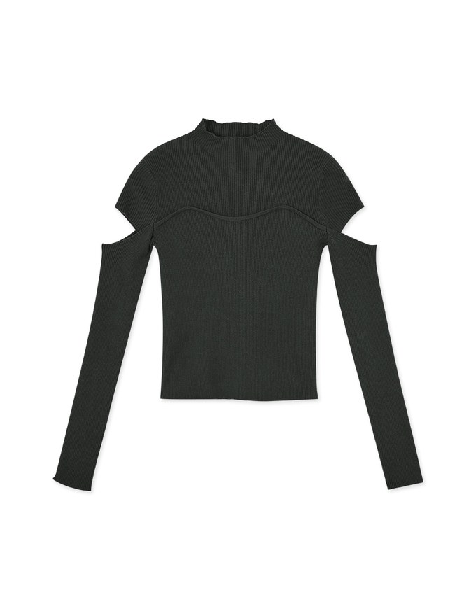 Mock Neck Sleeve Cut Out Top