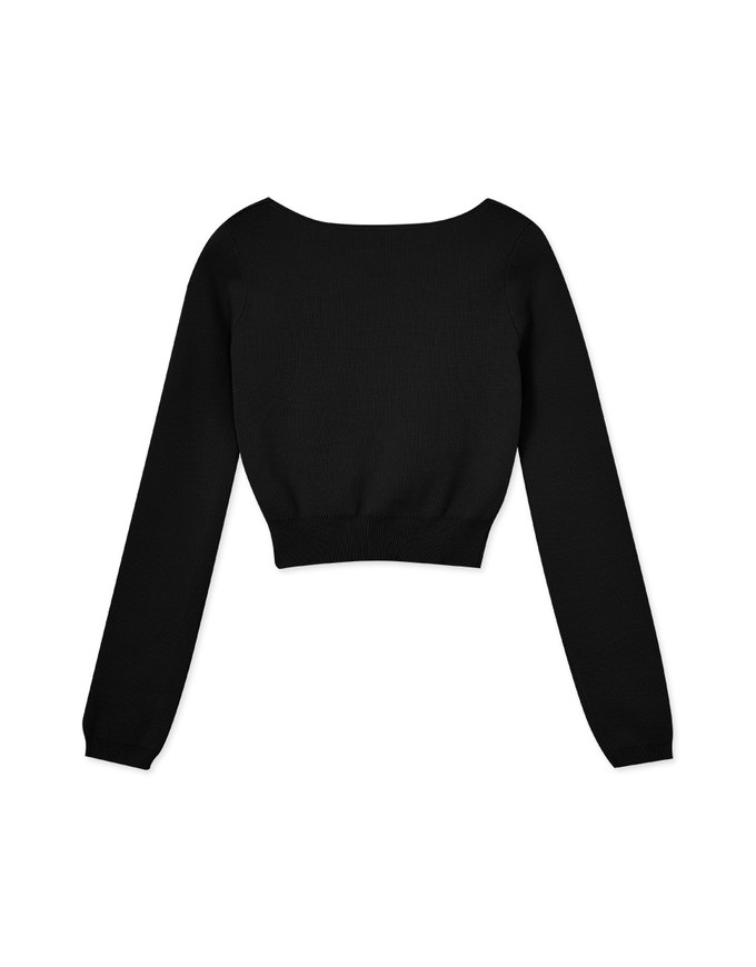 Square Neck Fitted Knit Crop Top