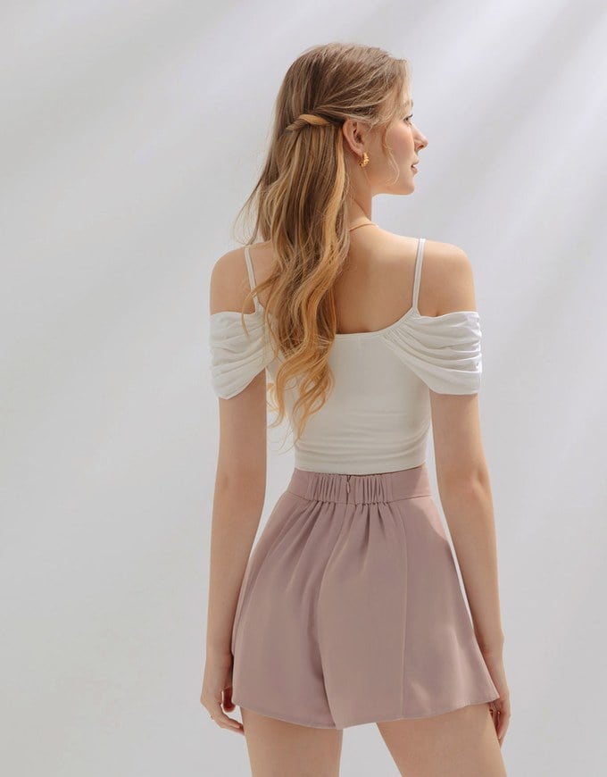 Draped Cut Off Shoulder Padded Top