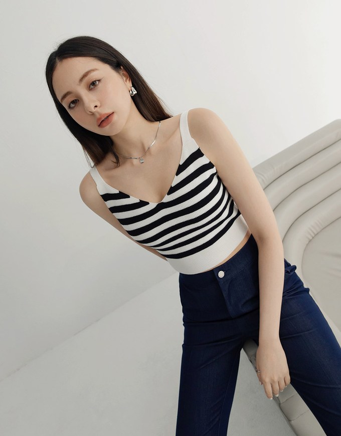 Versatile Strip Knit Vest