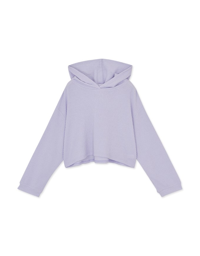 Casual Ribbed Hooded Top