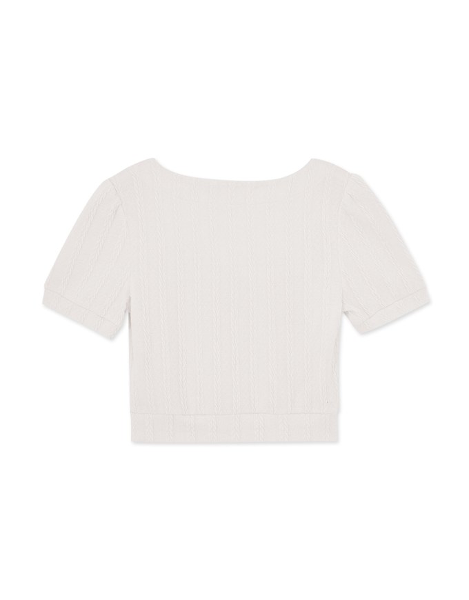 Texture Square Neckline Puff Sleeve Top