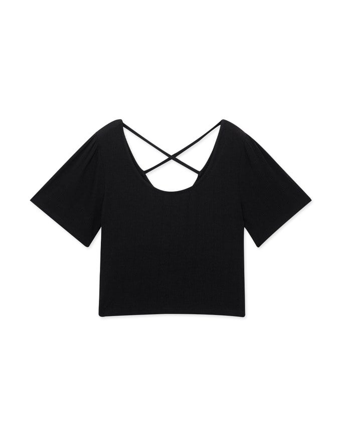 Cross Low Back Knit Top