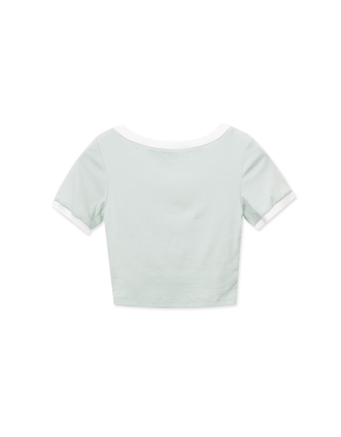 Casual V Neck Contrast Padded Top