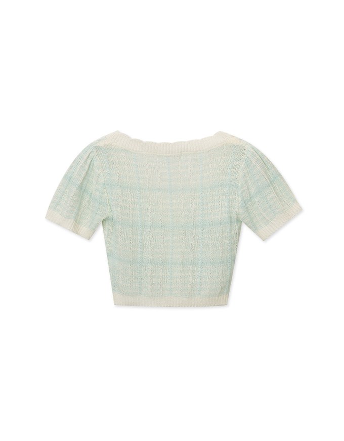 Tweed Plaid Trim Knit Top