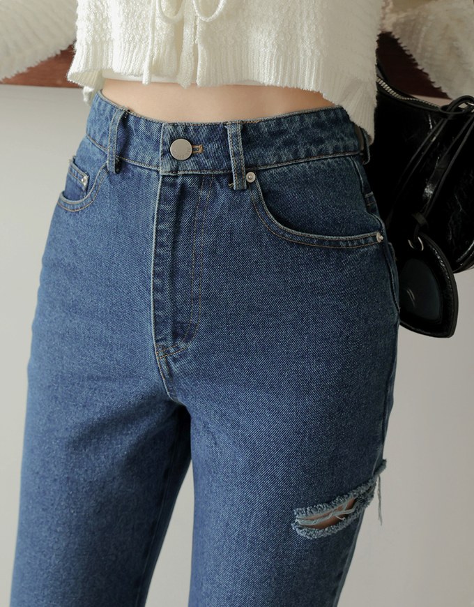 Distressed Frayed Flare Jeans Denim Jeans Pants