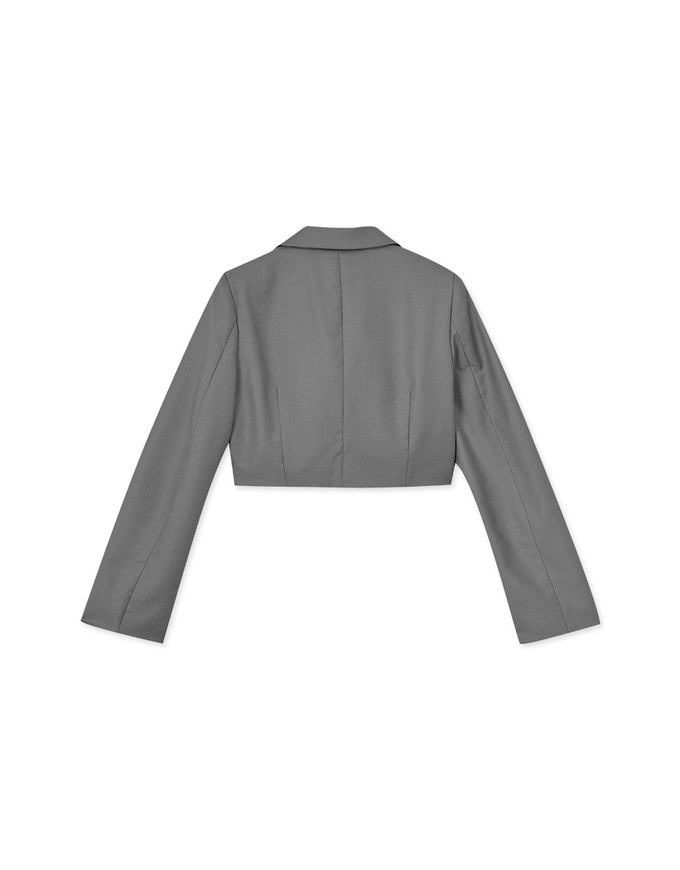 Textured Suit Short Blazer Jacket (With Shoulder Padding)