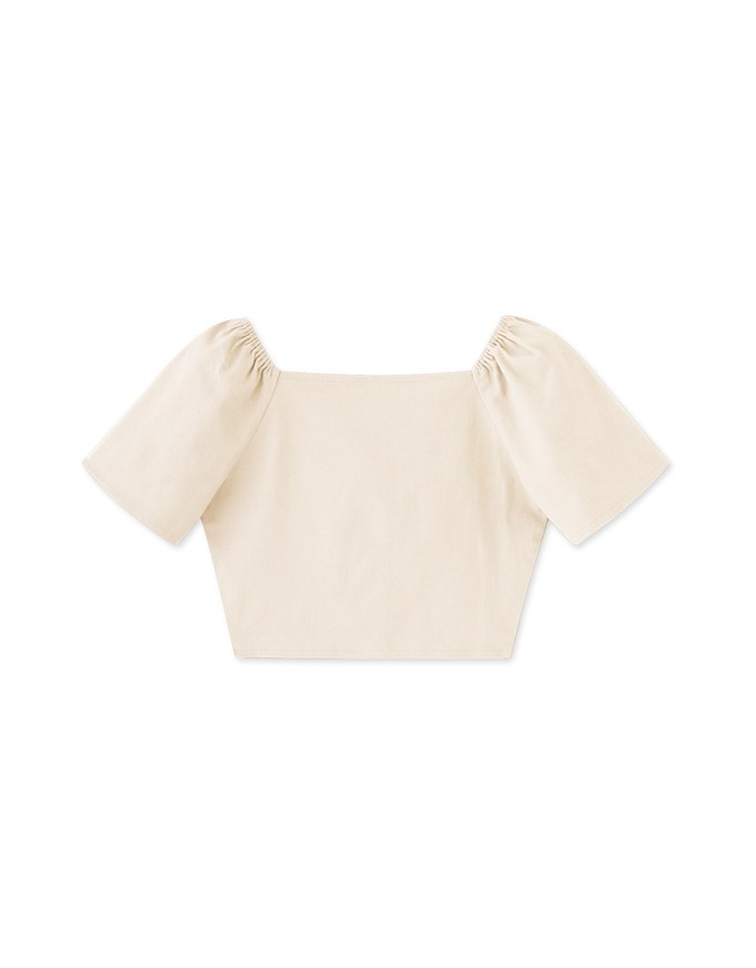 French Oxford Cloth Puff Sleeve Top