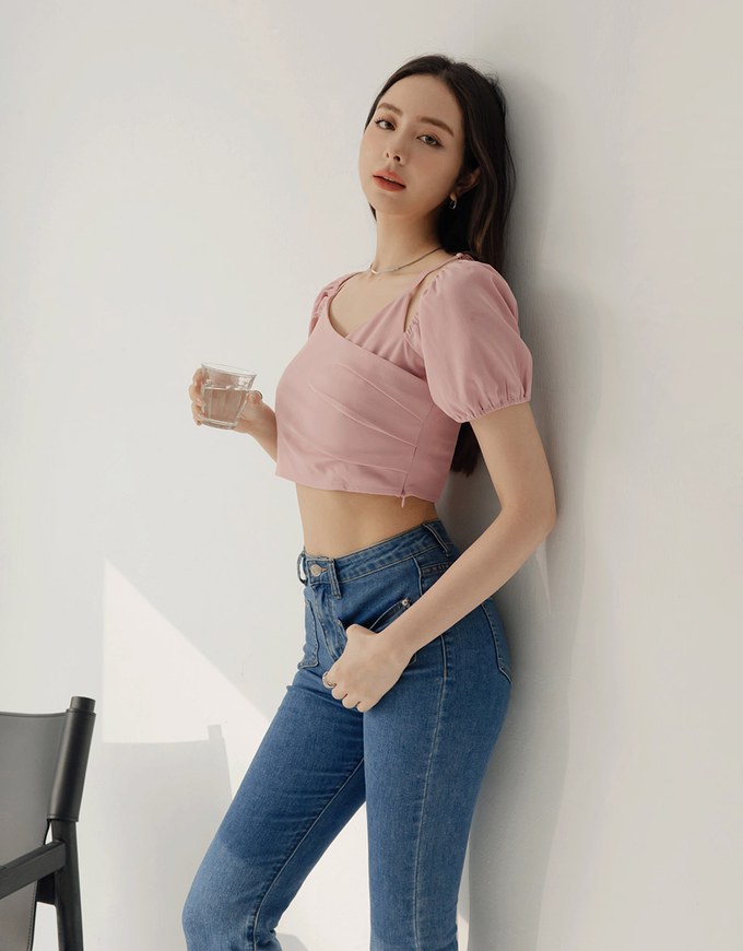 Hollow Bubble Sleeve Top