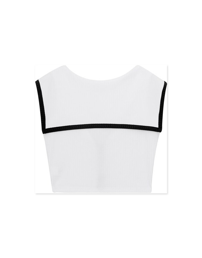 Collared Contrast Ribbed Tank Top