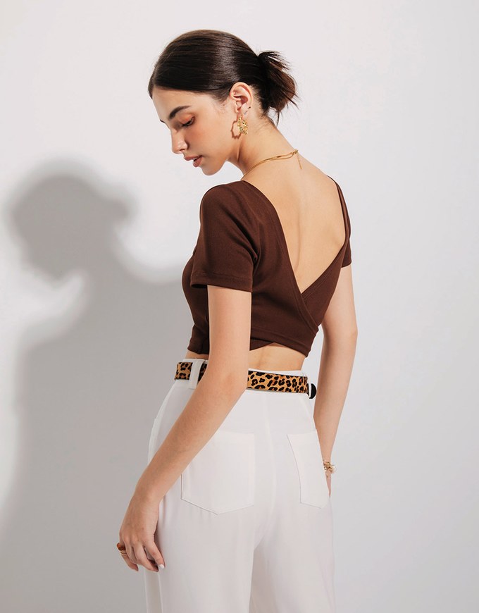 Cross Back Hollow Out Cropped Top