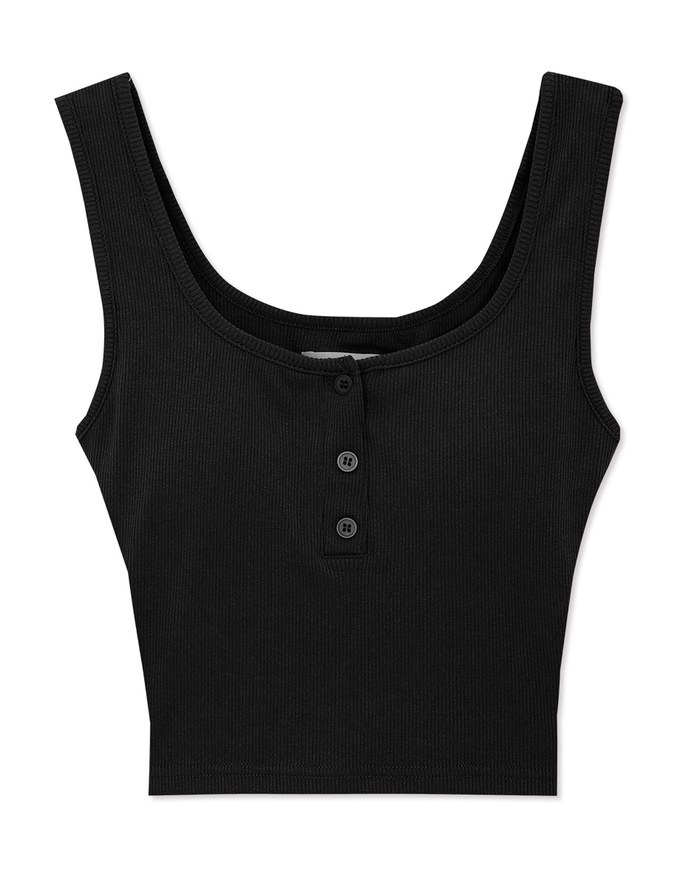 Ribbed Thick Shoulder Shoulder Padded Tank Top