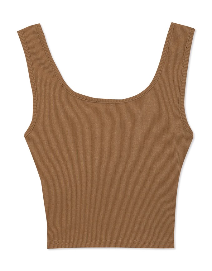 Ribbed Thick Shoulder Shoulder Padded Tank Top