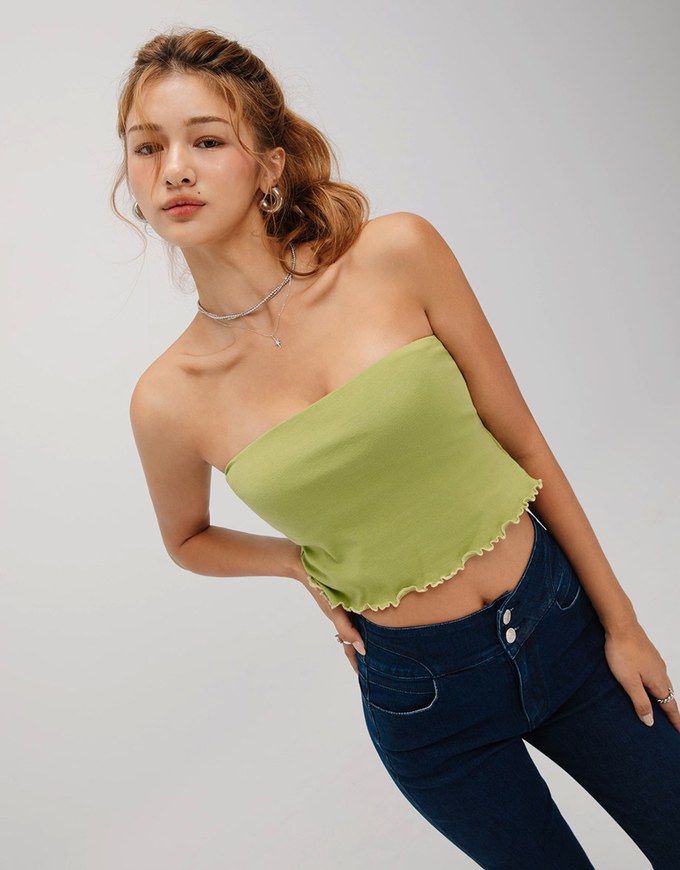 Ruffled Smooth Padded Tube Top