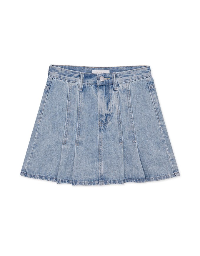 【Den!m LITE】Denim SKORT with Corset Waistline Extra High Waisted Pleated Jeans