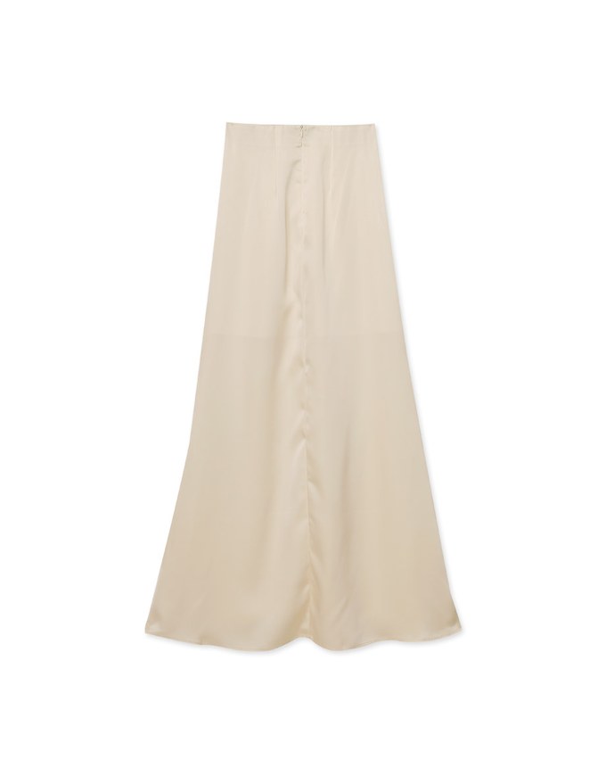 Soft Matte Satin Flare Long Skirt