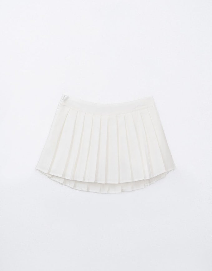 High Waisted Plain Pleated Mini Skirt