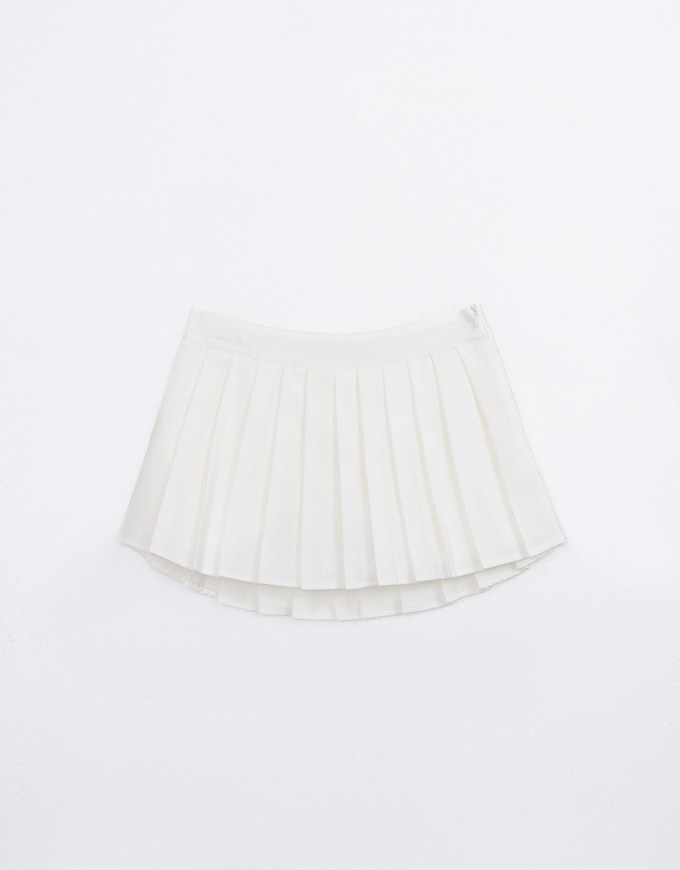 High Waisted Plain Pleated Mini Skirt