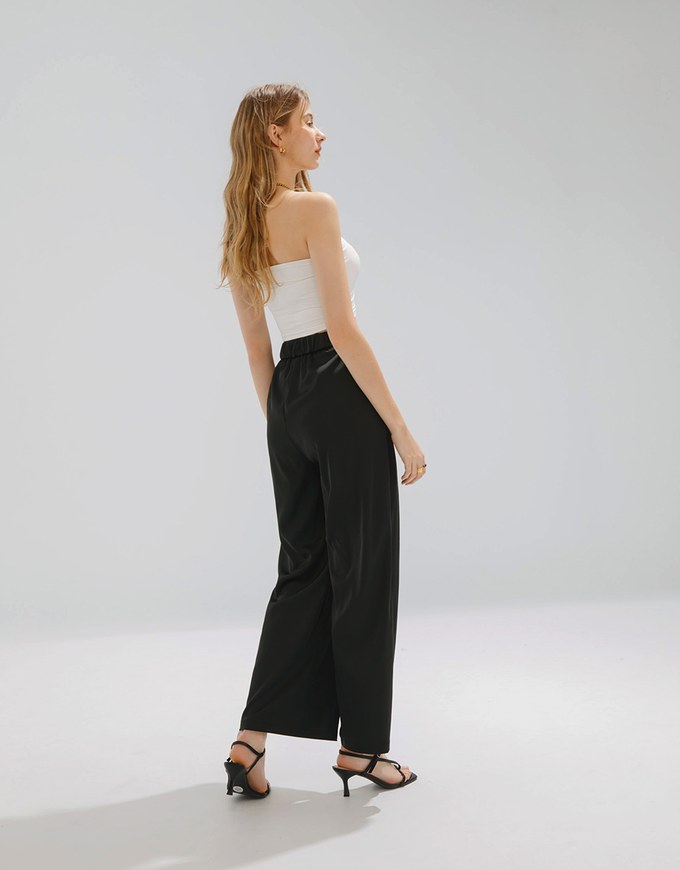 Cooling Fabric Simple Plain High Waisted Pants Culottes