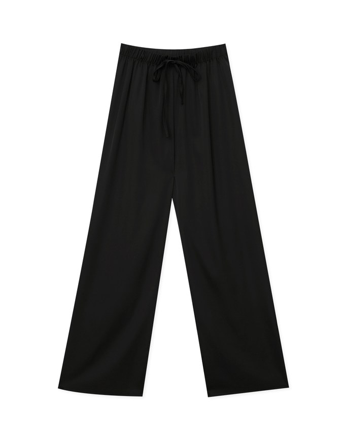 Cooling fabric Simple Plain Drawstring High Waisted Pants Culottes