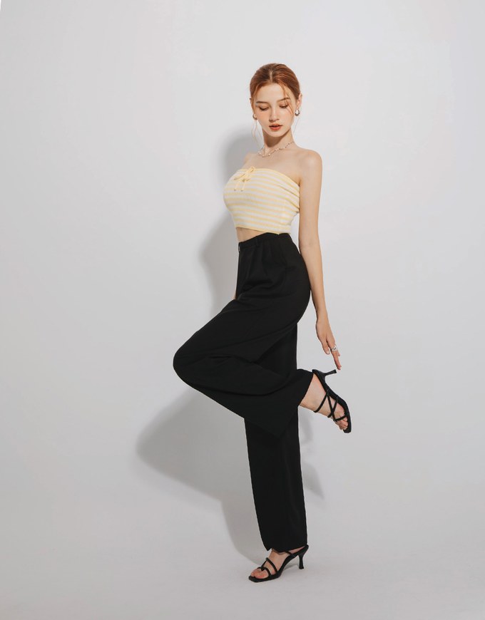 Concealed Placket Pleated Long Pants