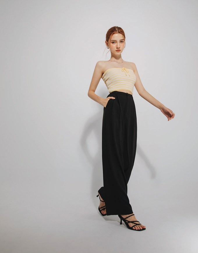 Concealed Placket Pleated Long Pants