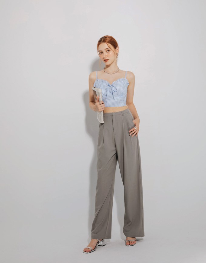 Concealed Placket Pleated Long Pants