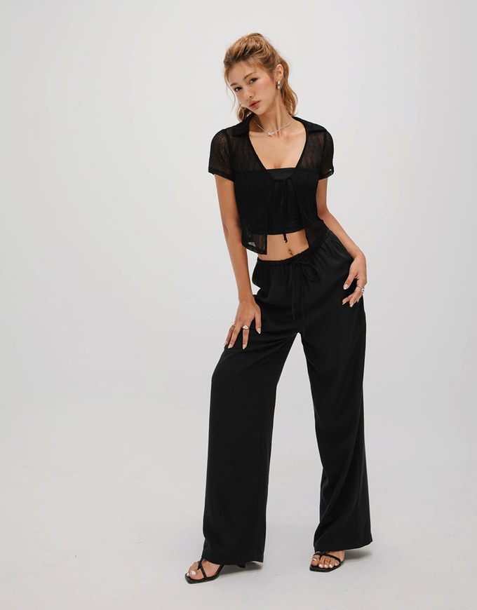 Comfy Draped Drawstring Long Pants