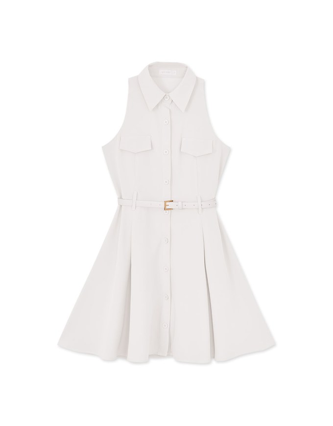 Adventure Style Shirt Vest Short Dress (With Belt)