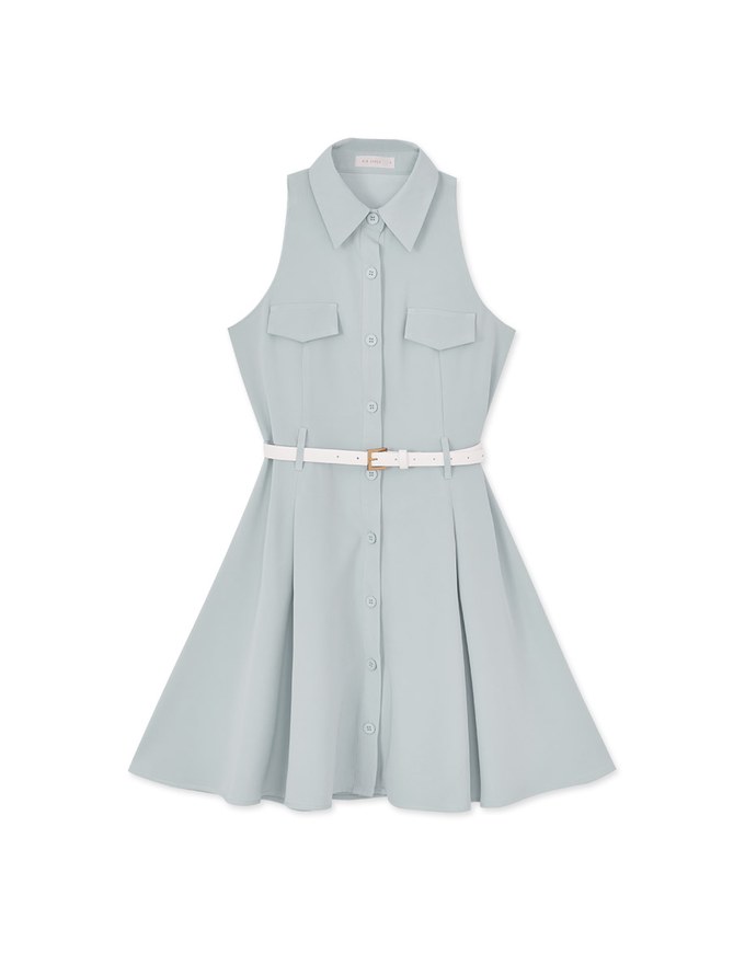 Adventure Style Shirt Vest Mini  Dress (With Belt)