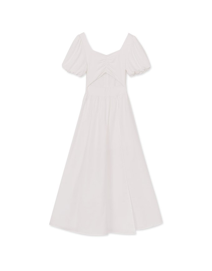 French Retro Hollow Puff Short Sleeve Dress