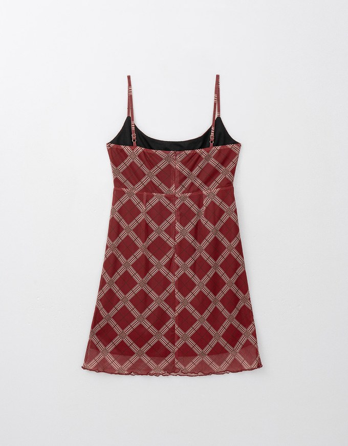 Spaghetti Strap Checkered Cami Mini Dress