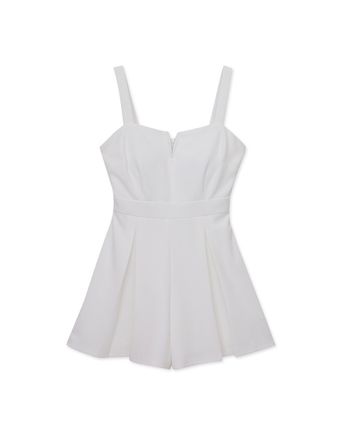 V Neckline Pleated Sleeveless Padded Playsuit