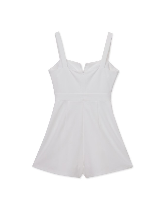 V-neck pleated camisole jumpsuit (with padding)