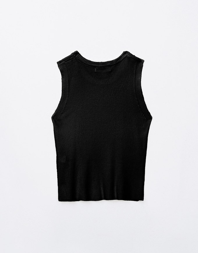 Round Neck Ribbed Knit Tank Top