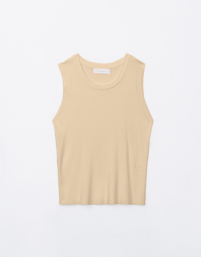 Round Neck Ribbed Knit Tank Top