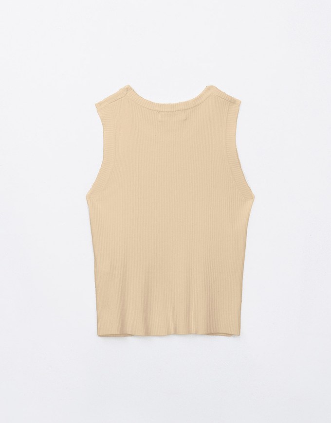 Round Neck Ribbed Knit Tank Top