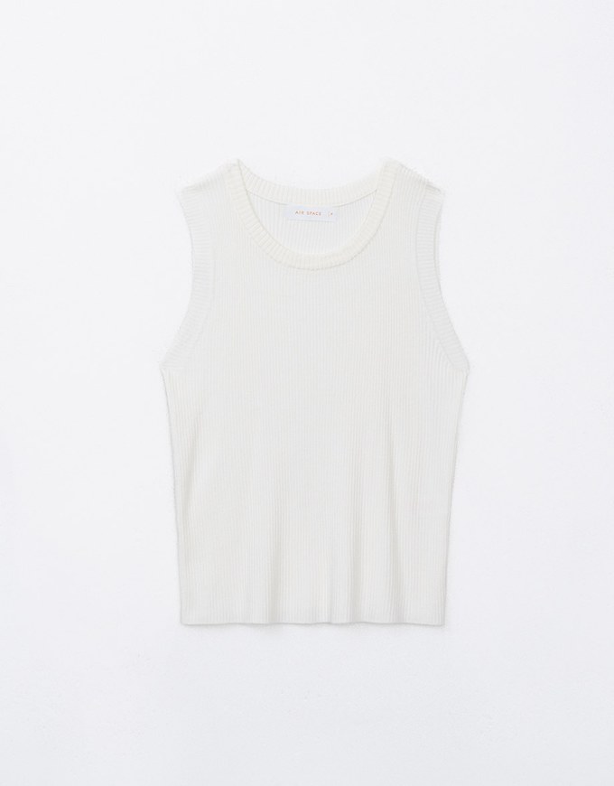 Round Neck Ribbed Knit Tank Top