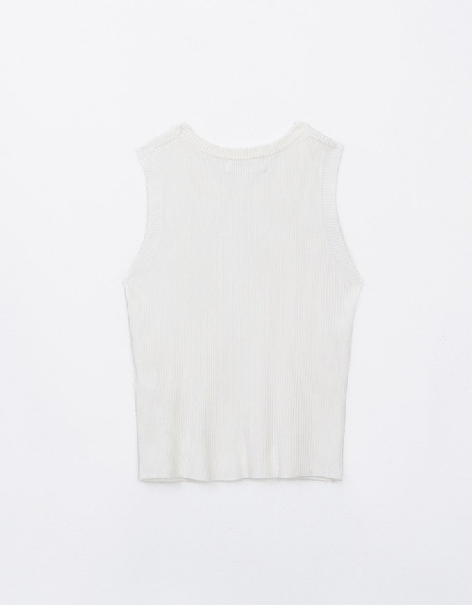 Round Neck Ribbed Knit Tank Top