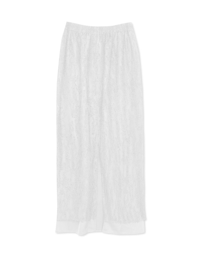 Sheer Layered Feather Maxi Skirt