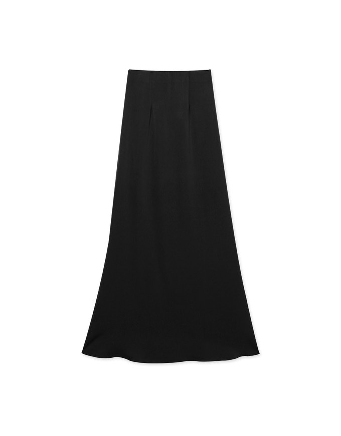 Soft Matte Satin Flare Long Skirt