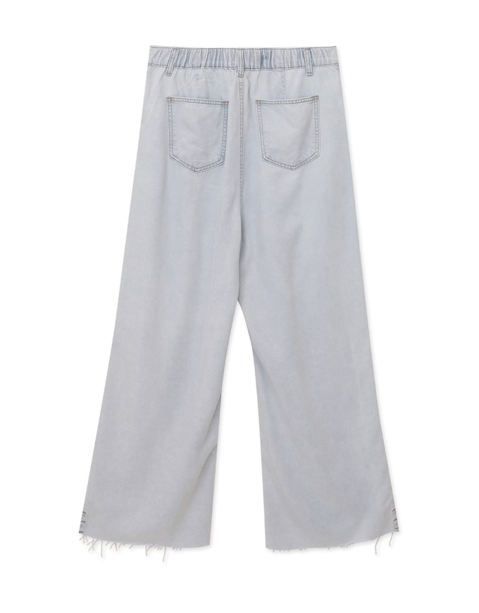 Cool Breeze Pleated Jeans Denim High Waisted Wide Pants Culottes