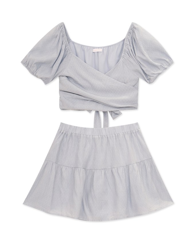 2 Way French Tie Strap Top And Short Skirt Set Wear