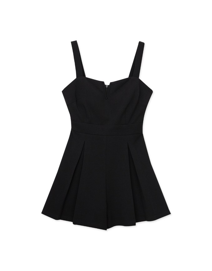 V Neckline Pleated Sleeveless Padded Playsuit