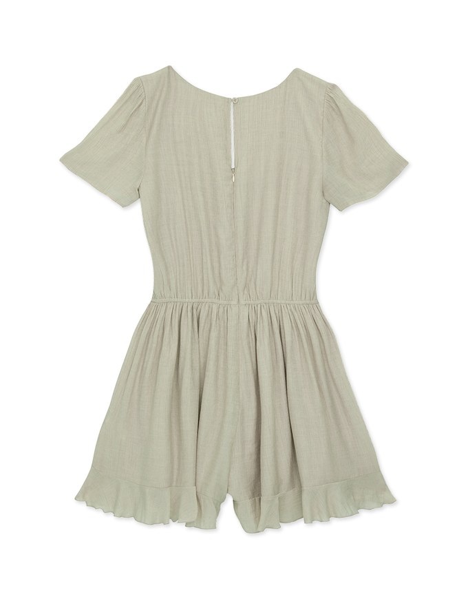 Textured Ruffled Short Sleeve Jumpsuit