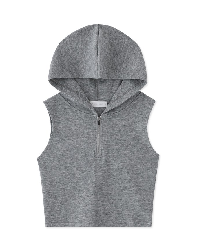 Hooded Knit Top with Zipper