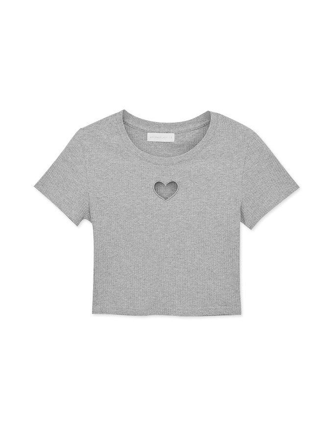 Front Hollw Heart Shape Round Neck Top