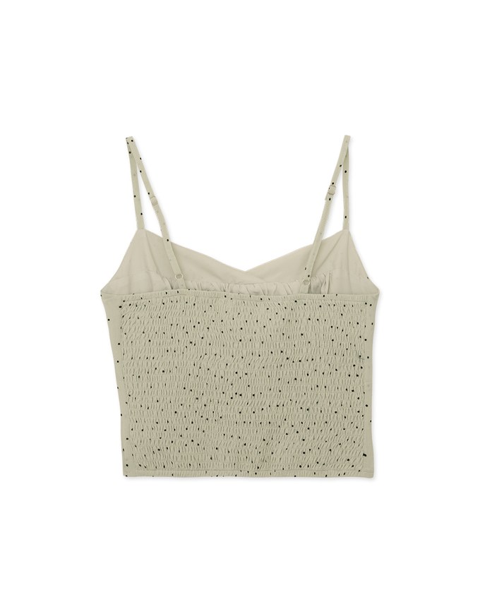 Polka Dot Ruched Spaghetti Strap Cami Top